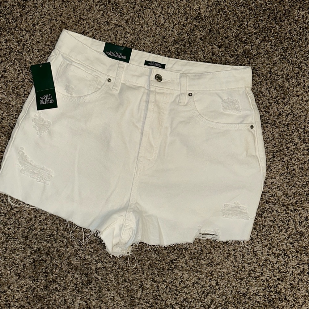 White High Rise Cuffoff Shorts